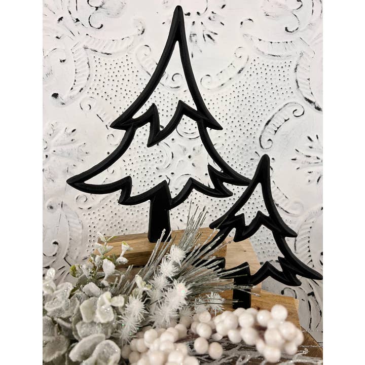 Wholesale Home Decor – Engroshandel Julepynt – Aluminium Sort Hult Træ 5x6.25in