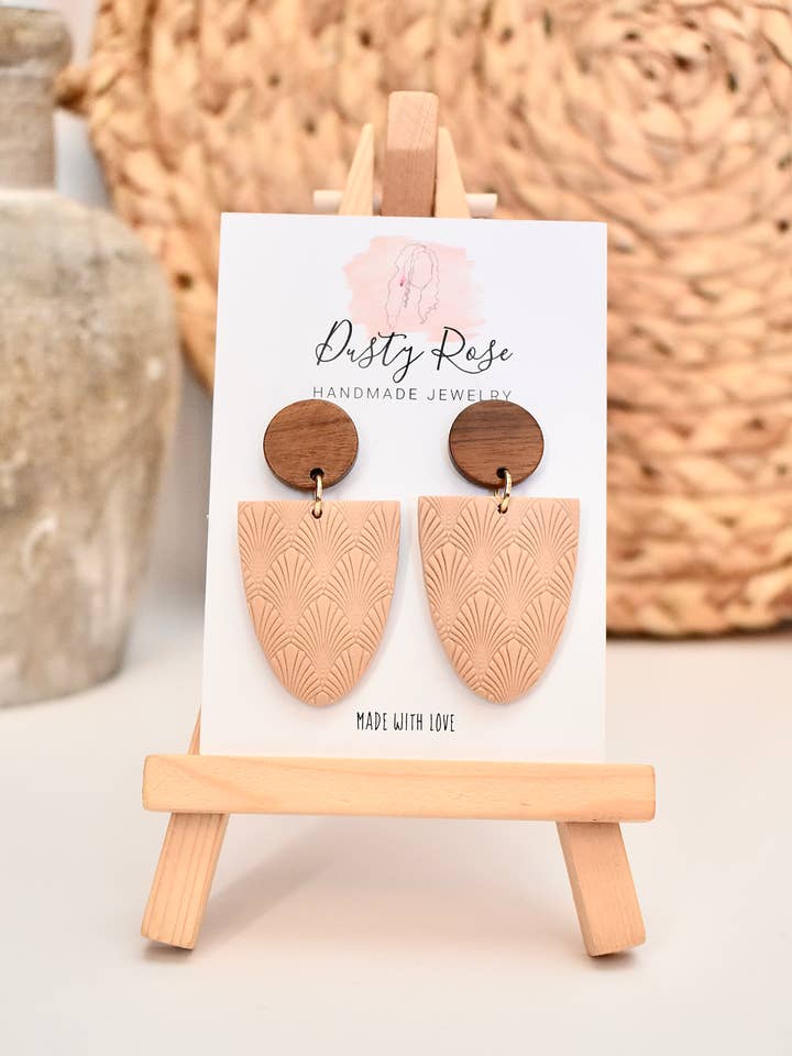 Pink & Wood Dangles for wholesale by Dusty Rose Creations