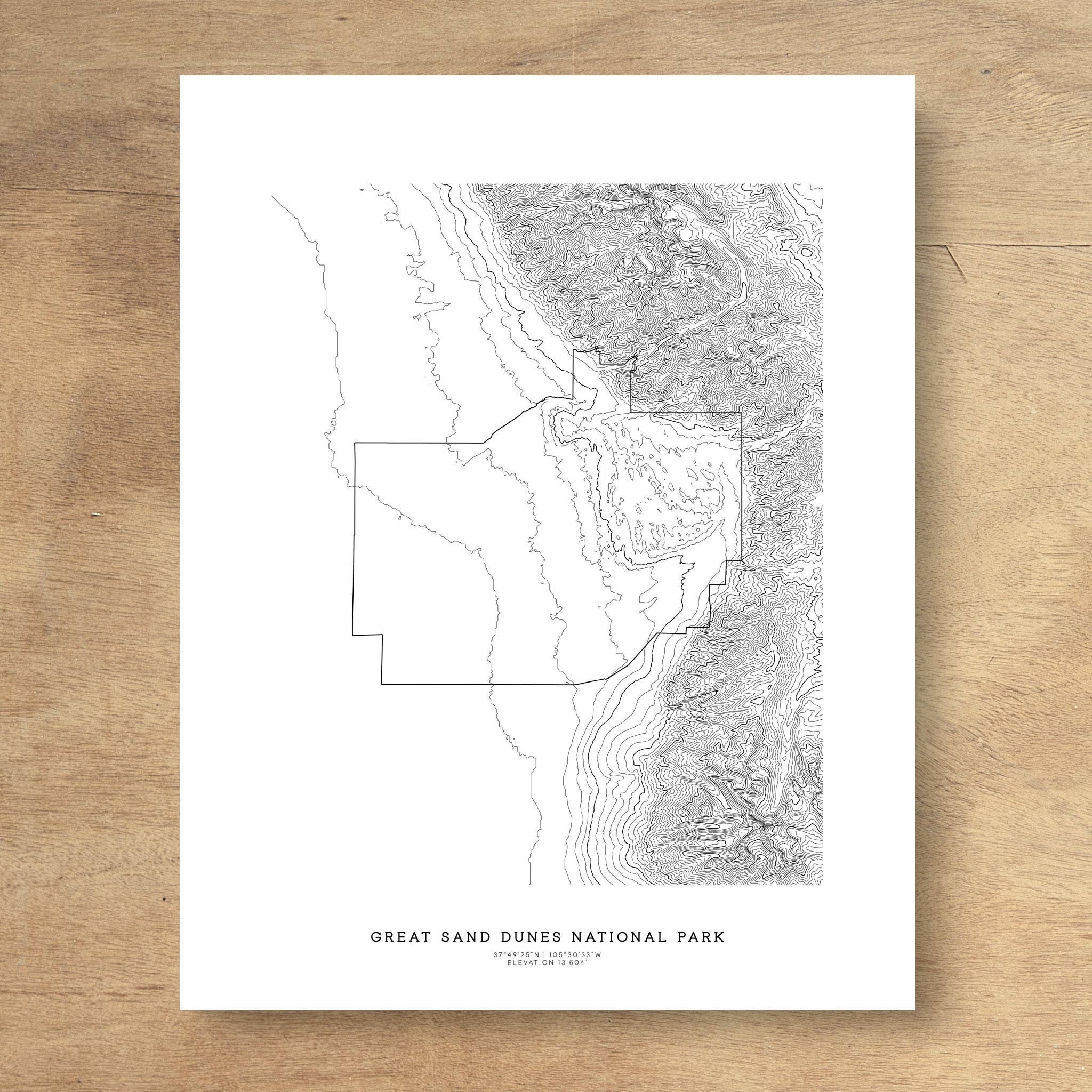 Topographia Design - Wholesale Art Print - Great Sand Dunes National Park Topographic Map Art Print0