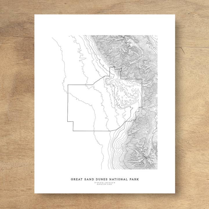 Topographia Design - Wholesale Art Print - Great Sand Dunes National Park Topographic Map Art Print