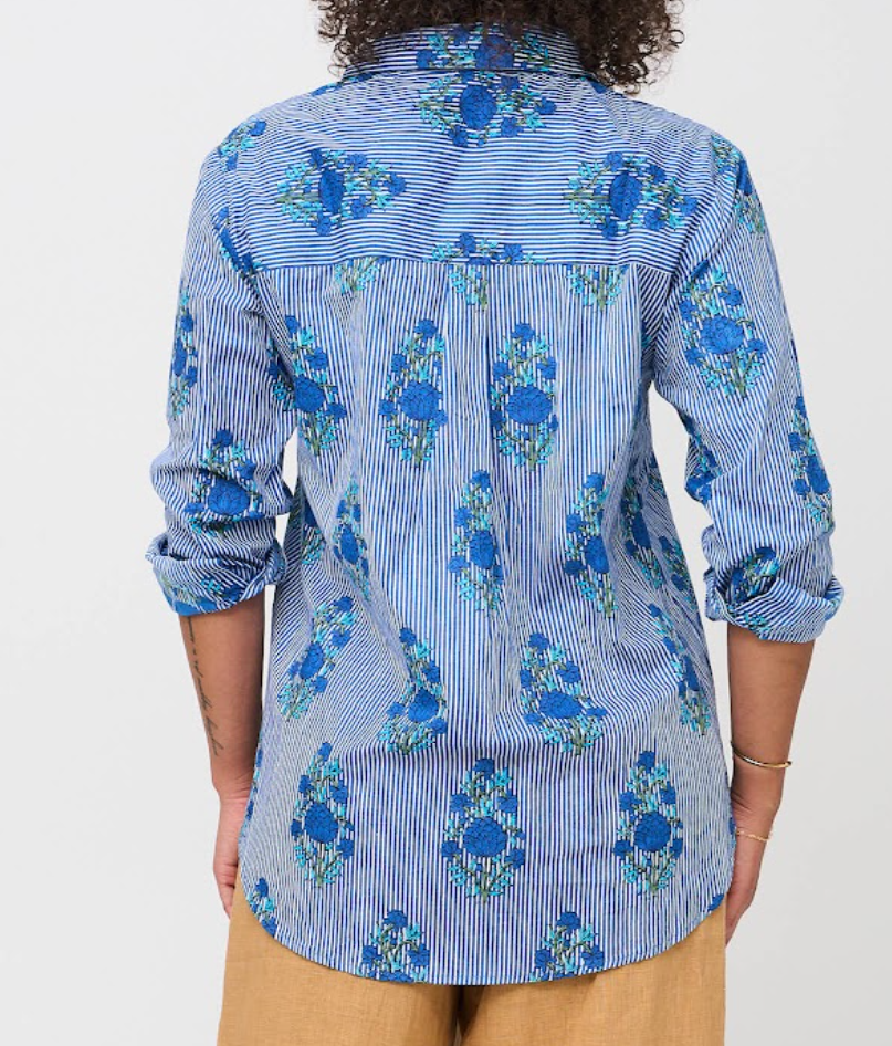 Good Boyfriend Shirt - Avalon Floral Coastal Blue for wholesale on Faire3