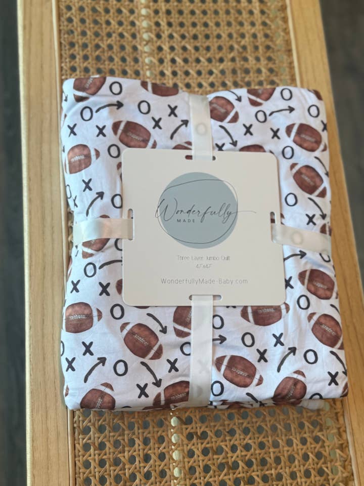 Football Guy Three Layer Snuggle Quilt (47"x47") for wholesale by Wonderfully Made Baby
