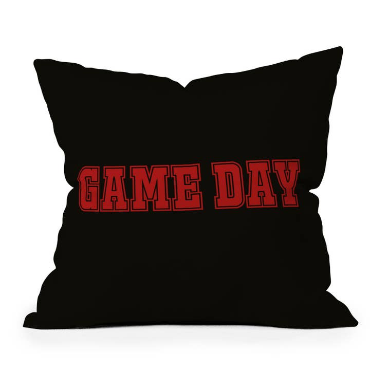 DENY Designs Gameday Black and Red 2 Outdoor Throw Pillow for wholesale by Deny Designs
