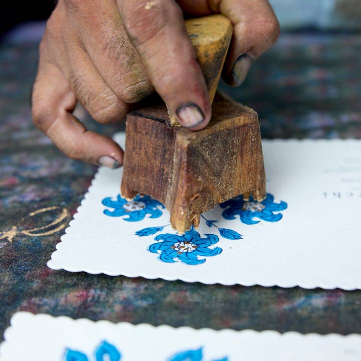 Paper Mirchi – wholesale Everyday greeting card – Hand Block Printed Greeting Card - Nargis Sapphire4