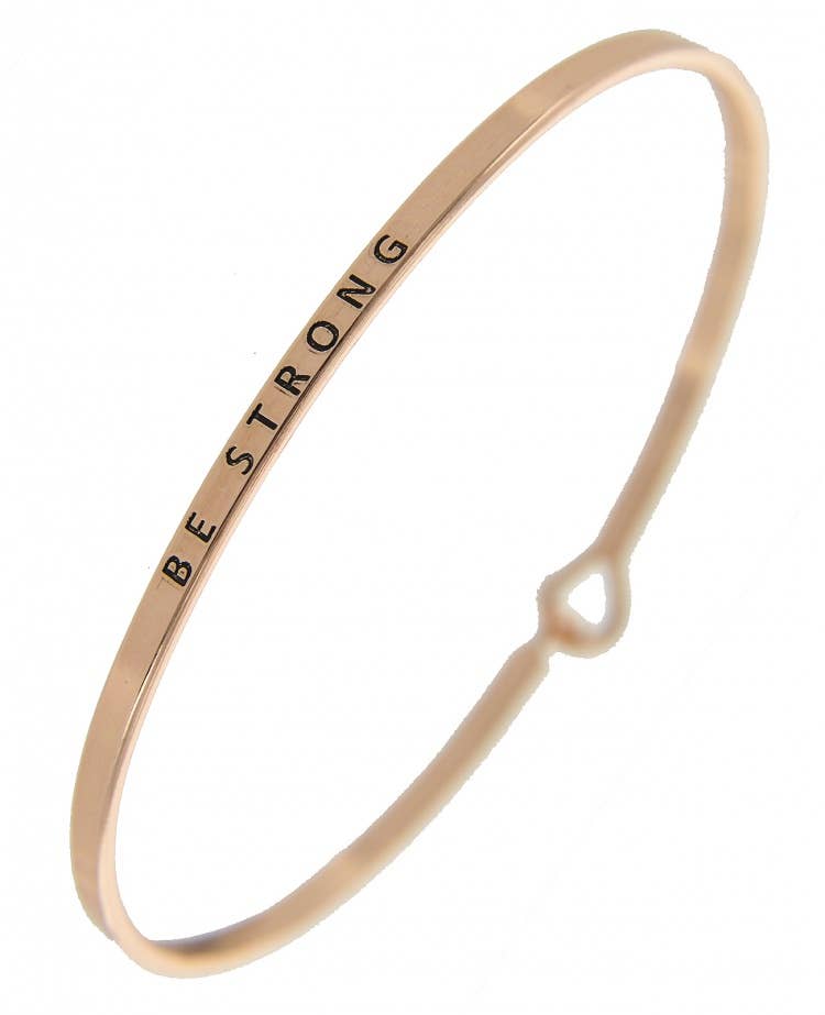 0011 PREMIERE - Wholesale Bangle Bracelet - FR3625 BE STRONG_3mm Inspired Message Brass Bangle6