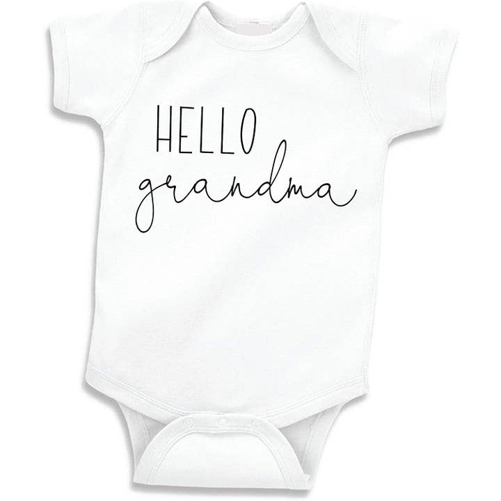 Hello Grandma Onesie, New Grandma Gift for wholesale by Bump & Beyond Designs