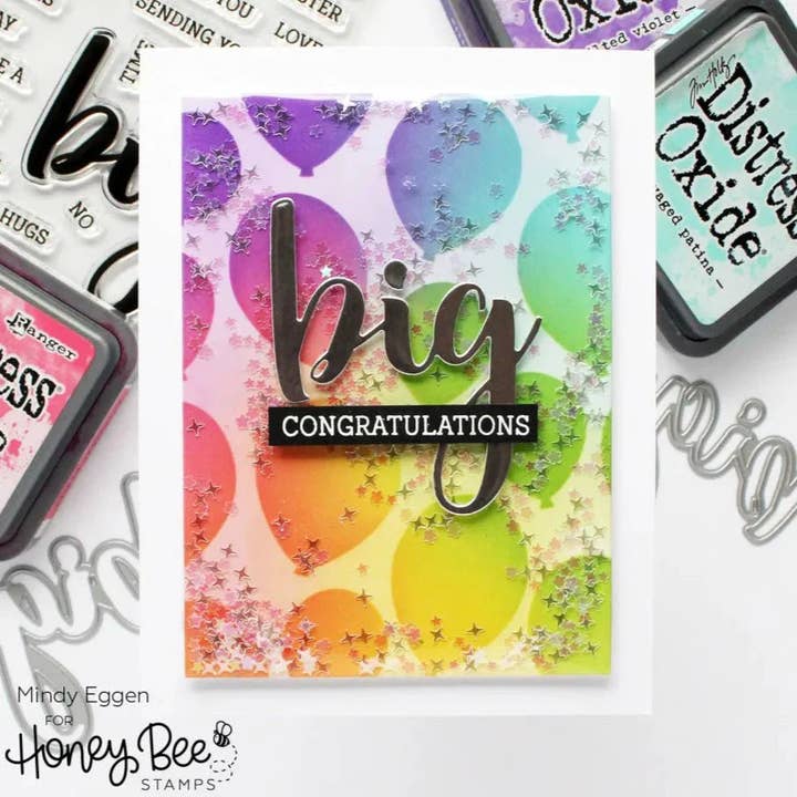 Superposition de ballons - Ensemble de 2 - Pochoirs 15x15 cm pour la vente par Honey Bee Stamps