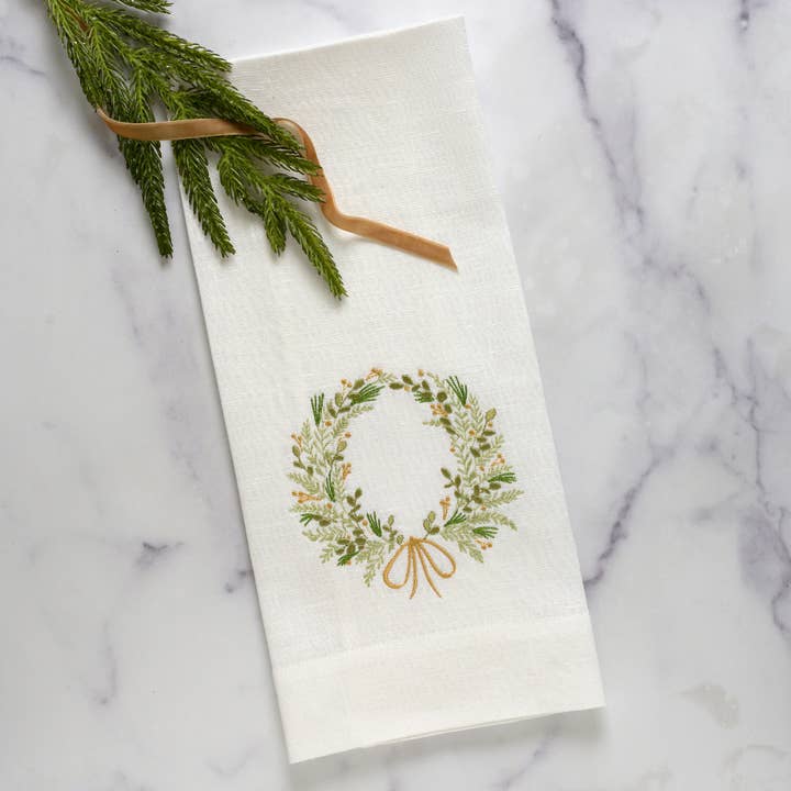 Farmers Market Wreath Towel for wholesale by Arte Italica & Crown Linen Designs