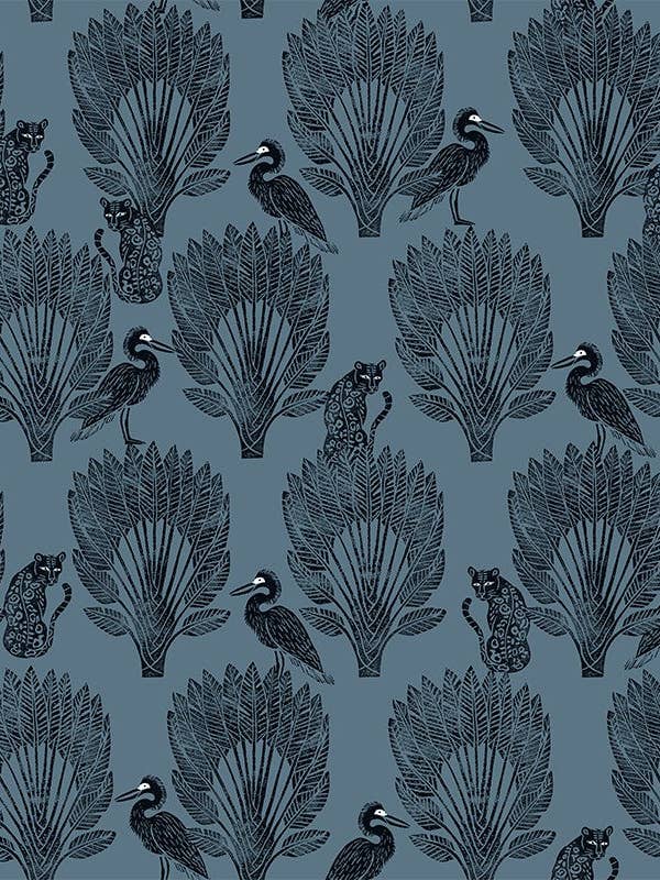 Papier peint PALM coloris Nuit for wholesale by Léopoldine Chateau