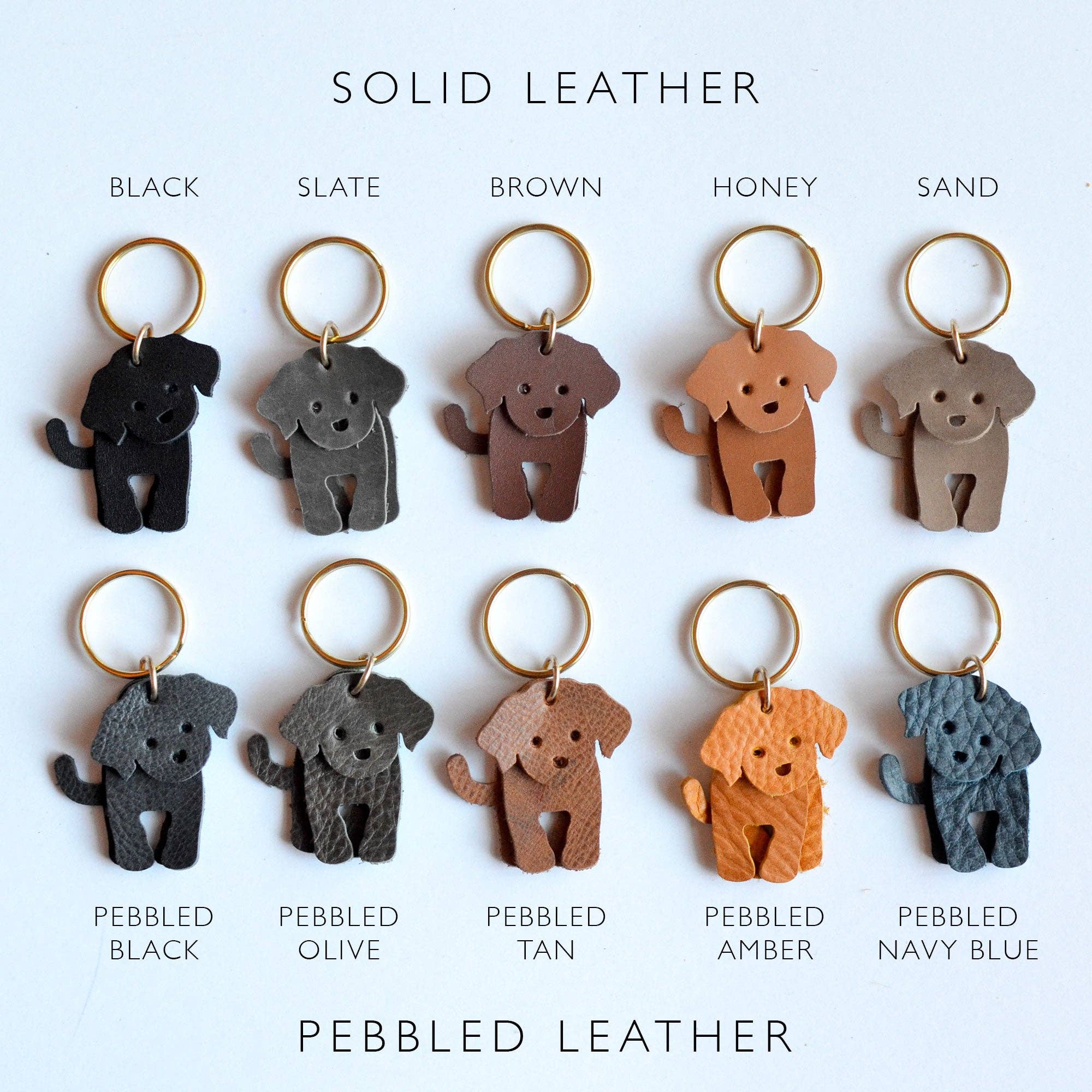 Moss Bags - Wholesale Keychain - Unisex - Doodle Dog Leather Key Ring - PEBBLED + SOFT Gift Under $206