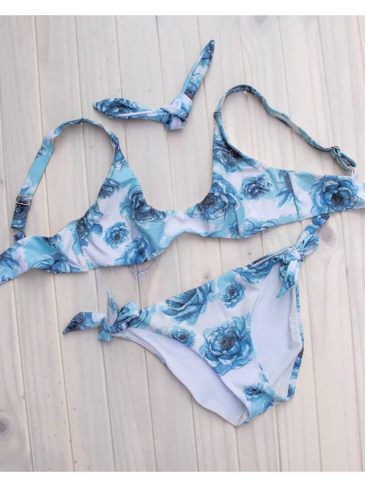 Ete Swimwear – Großhandel Schwimmtop – Damen – Malia Top - Blau Floral