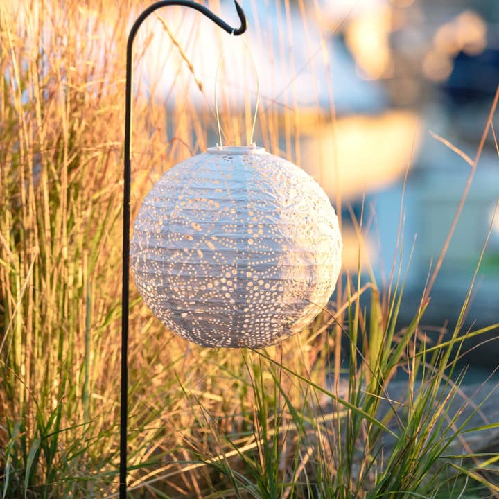 Allsop Home & Garden - Wholesale Outdoor/Lawn Light - Stella Monstera 12" Globe Solar Lantern - Porcelain1