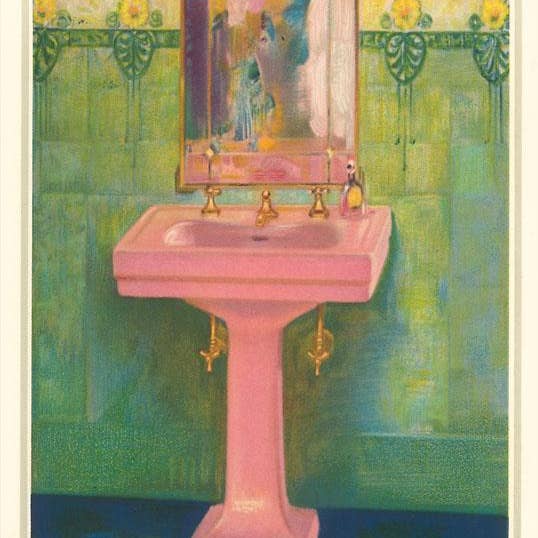 Art Print AD-496 Pink Sink for wholesale by Found Image Press