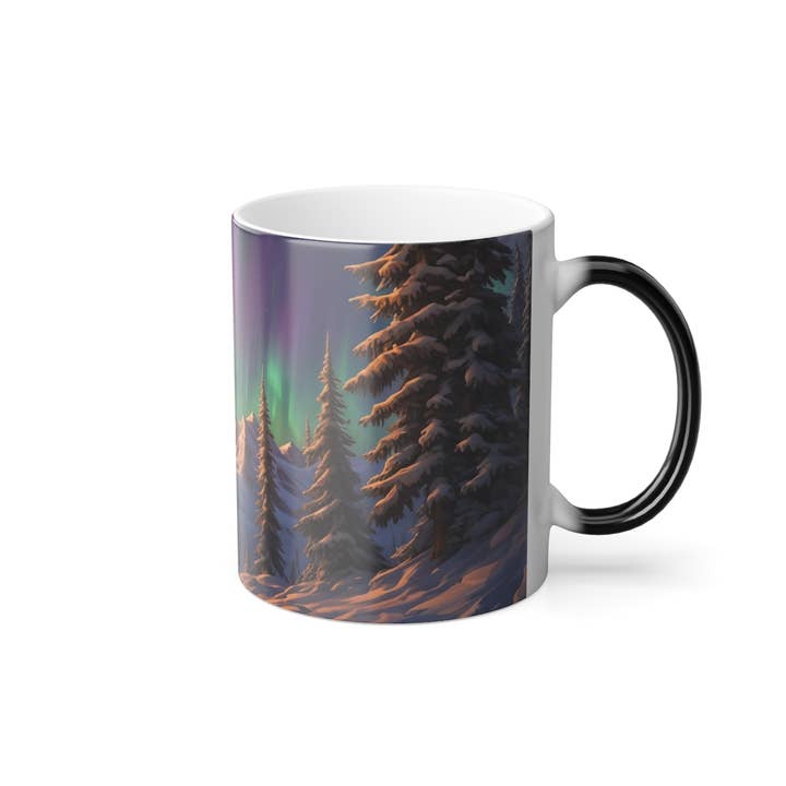 Upside Down Owl Farm - Wholesale Coffee Mug - Color Changing Mug, Northern Lights Mug - Heat Sensitive Mug