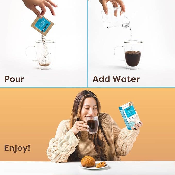 Waka Coffee & Tea - Wholesale Instant Coffee/Espresso - Medium Roast Colombian Single-Serve Instant Coffee 8 ct Box3