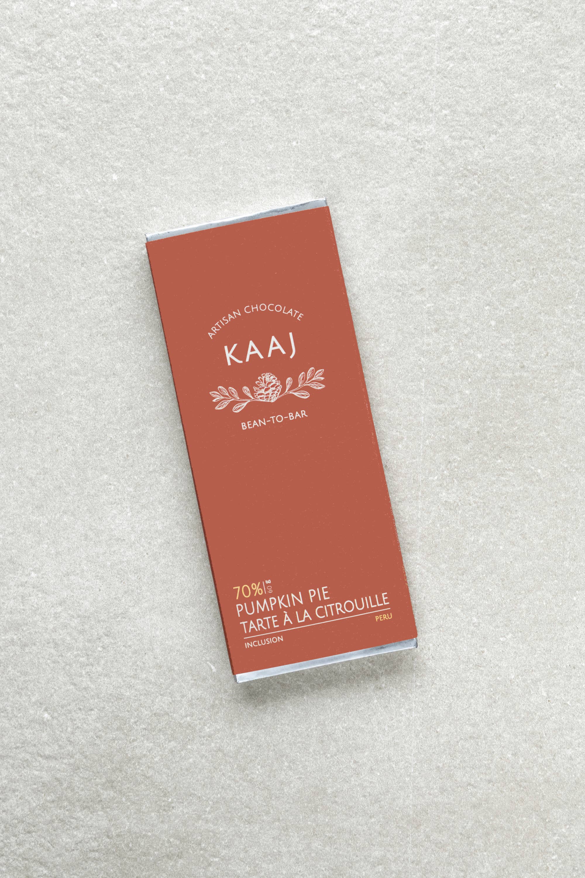 Kaaj Artisan Chocolate - Wholesale Chocolate Bar - Pumpkin Pie 70% Dark Peru1