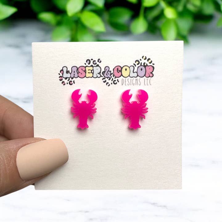 Laser & Color Designs LLC - Vente Clous d'oreille - Boucles d'oreilles écrevisses homard, boucles d'oreilles Mardi Gras, été