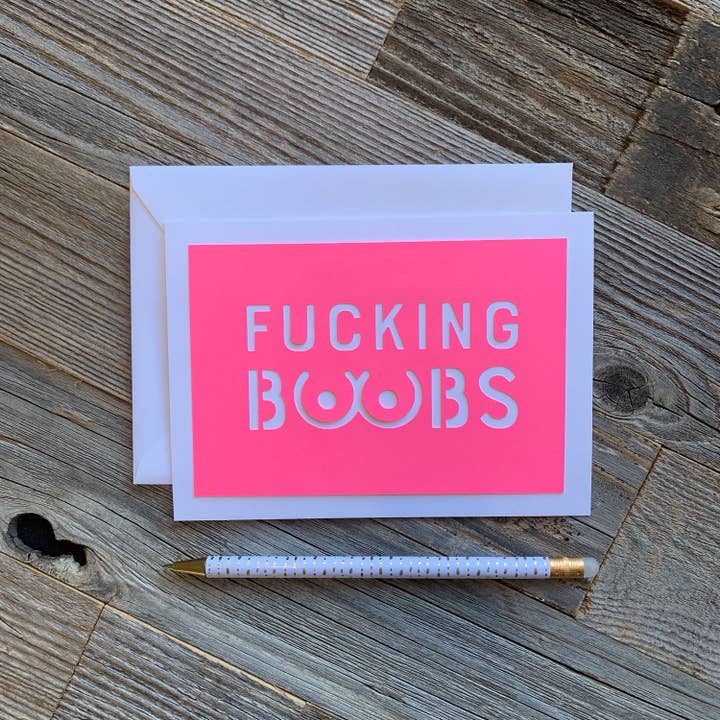 Louise Lauret - Wholesale Everyday Greeting Card - Fucking Boobs - Breast Cancer Support & Encouragement Cards