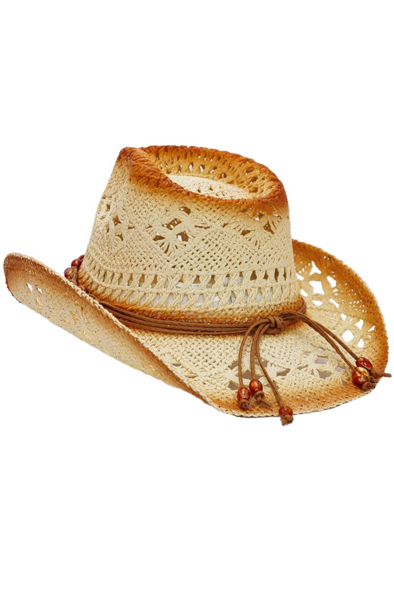 Cap Zone - Wholesale Cowboy Hat - Women's - Beaded Crochet Crushable Straw Cowboy Hat21