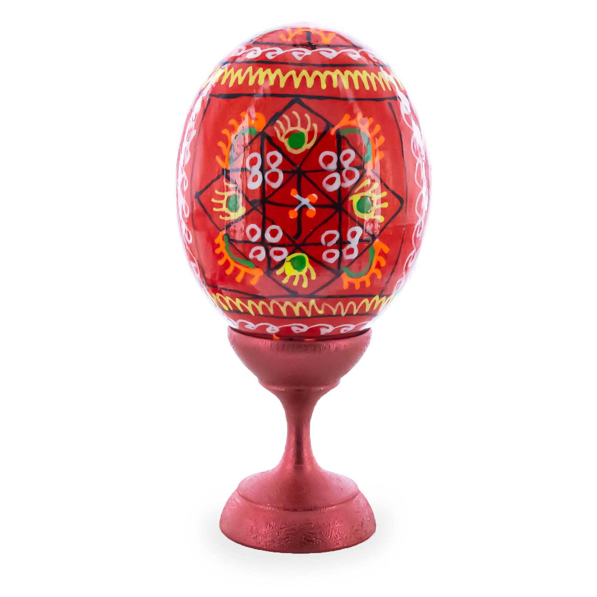 BestPysanky - Wholesale Decorative Tabletop Object - Metallic Rose Gold Wooden Ukrainian Egg Sphere Stand Holder Display 1.6 Inches1