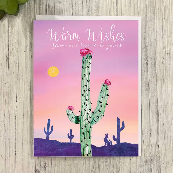 Warm Wishes Cactus Christmas Card for wholesale by Great Odin's Hellos