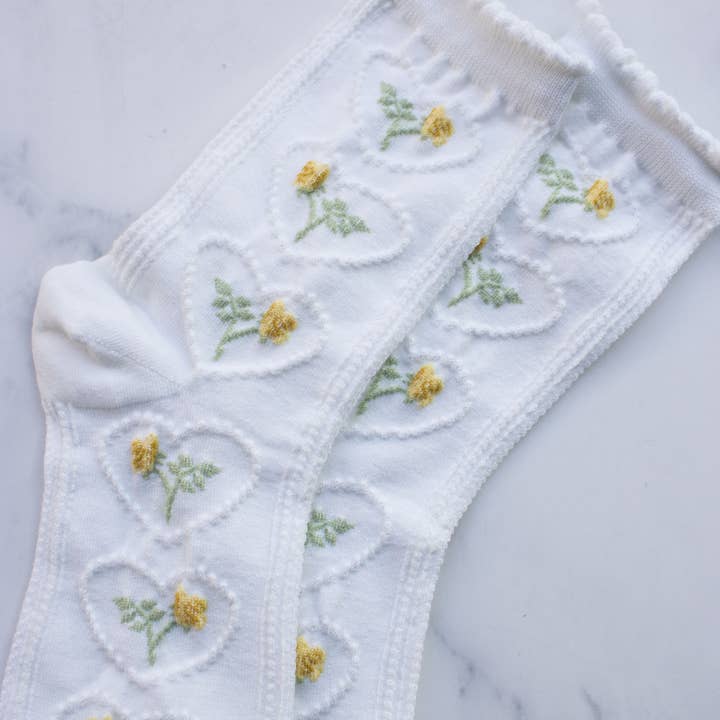 Tiepology - Wholesale Socks - Women's - Women's Vintage Rose & Heart Casual Socks