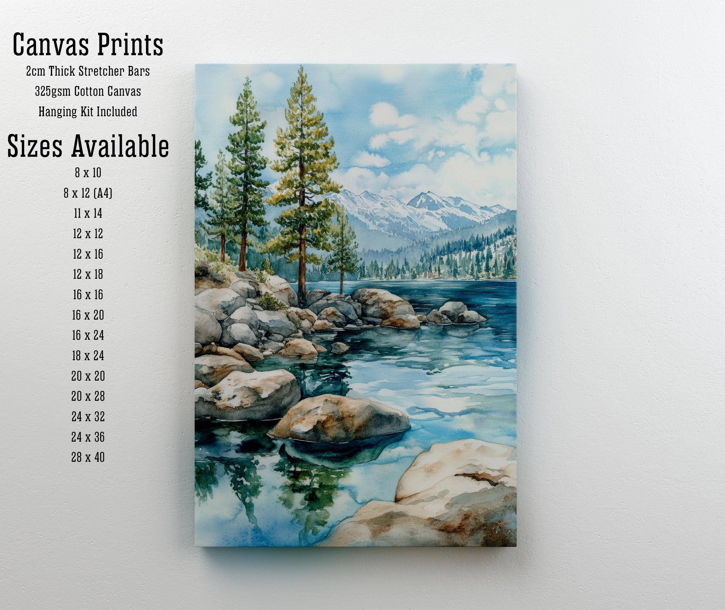 InkNPrintz – wholesale Art print – Lake Tahoe Watercolor Painting Lake Tahoe Landscape Art Watercolor Nature Poster Scenic Lake Tahoe Art Mountain Lake Decor1