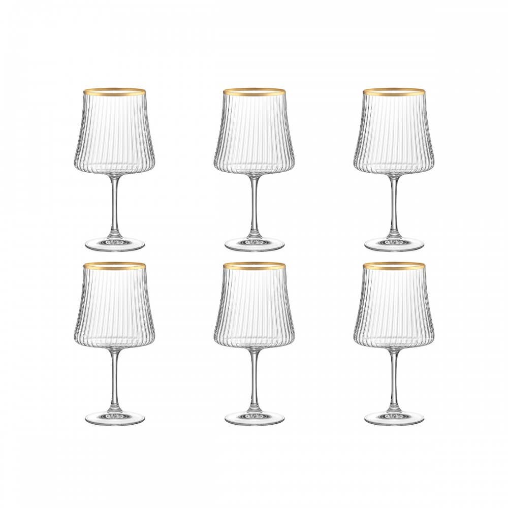 AULICA - Wholesale Wine Glass - Gold-rimmed wine glasses 360ml - set of 6