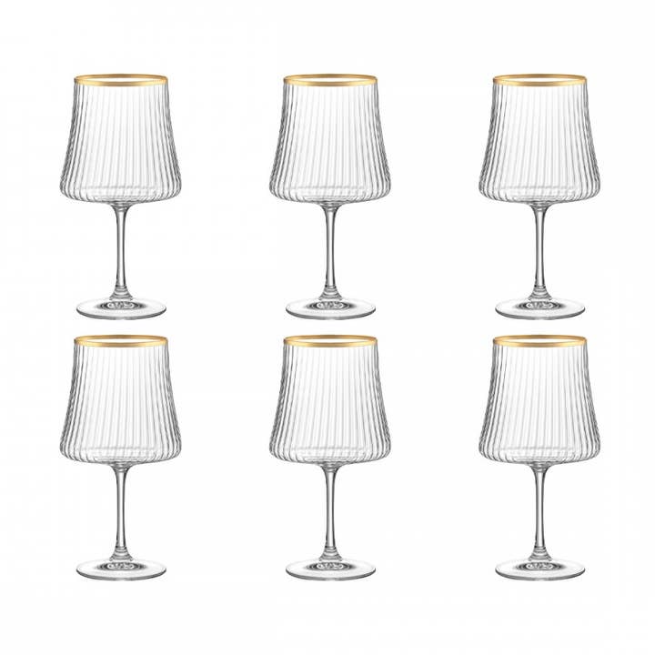 Gold-rimmed wine glasses 360ml - set of 6 for wholesale by AULICA