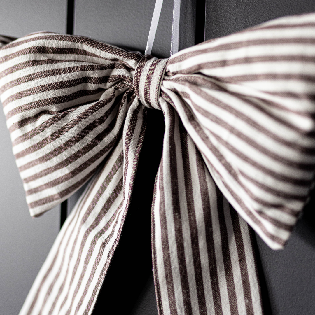 Luxe B Co - Wholesale Christmas Decoration - Bow Striped Brown Fabric 1