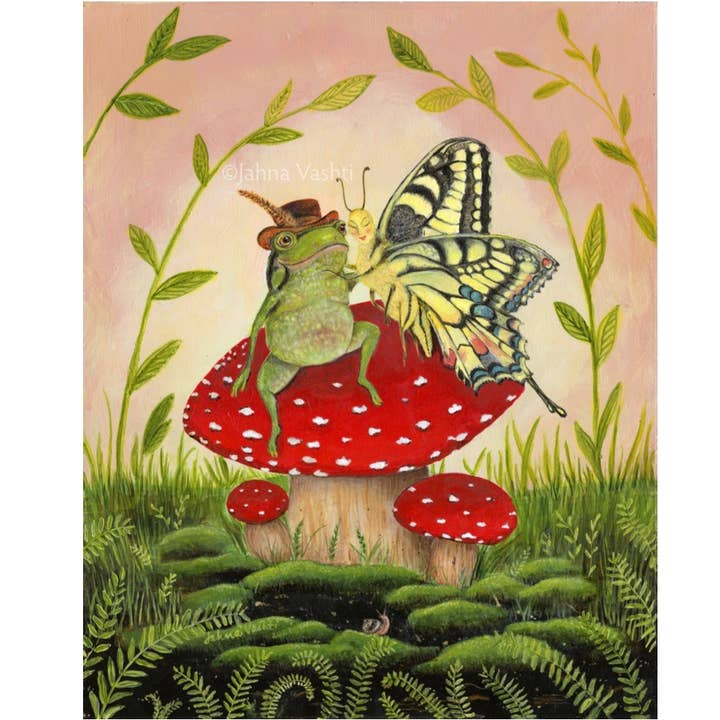 ”Toadstool Sweethearts” utskrift/val av 8x10" eller 11x14" för wholesale av Jahna Vashti