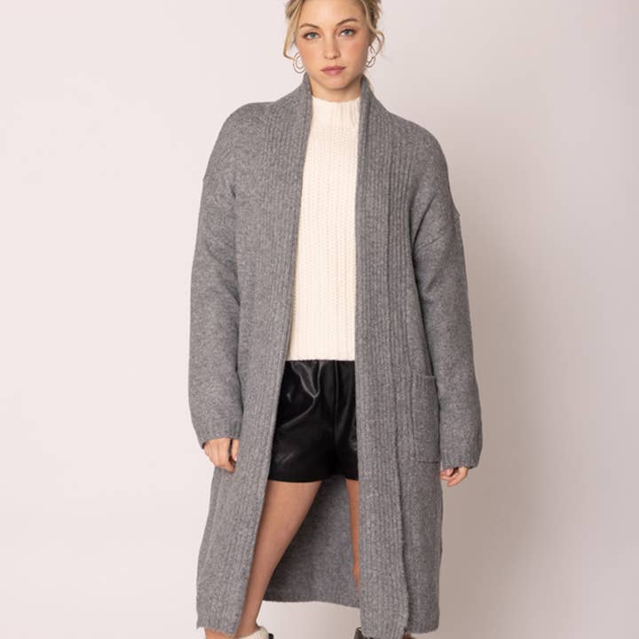 Fashion City - Wholesale Cardigan - Women's - Knitted Shawl Collar Long Cardigan