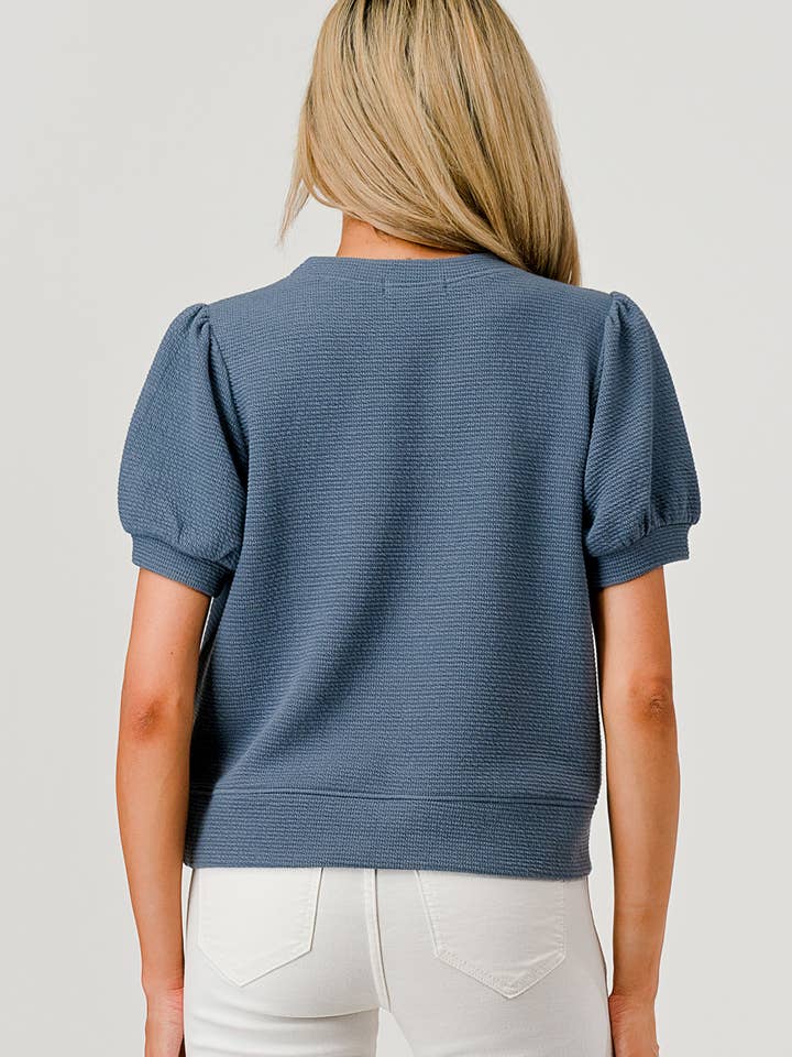 Tres Bien, Inc - Wholesale Knit Top - Women's - ROUND NECK PUFFY S/S CLOUDY KNIT TOP17