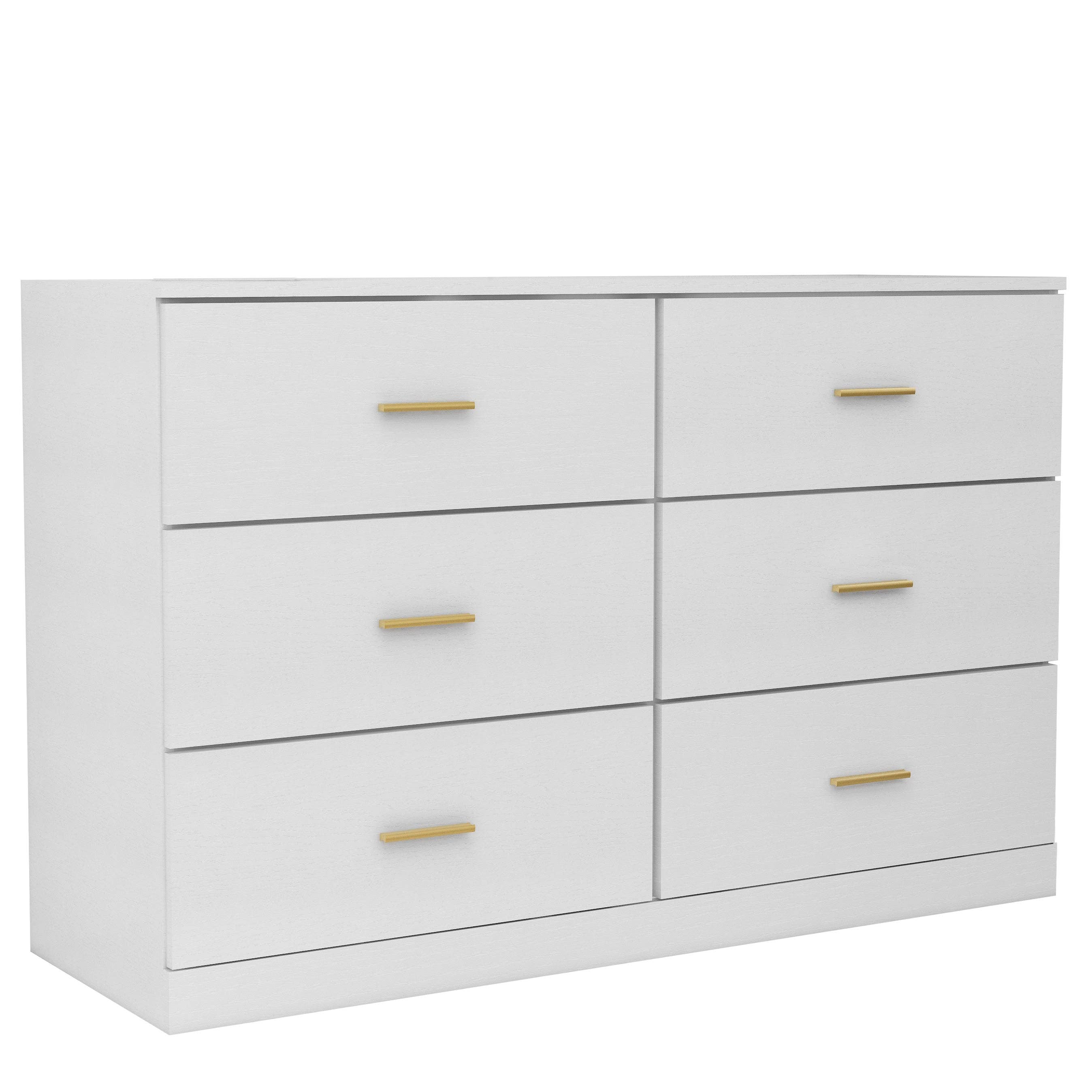 Orange County Decor - Wholesale Bedroom Furniture - Modern White 6 Drawer Dresser For Bedroom Large Storage Wide Chest Of Drawers, Sturdy & Safe Chest 5 Or More Drawers Whitewash Antique White Primary Living Space Drawers Included American4