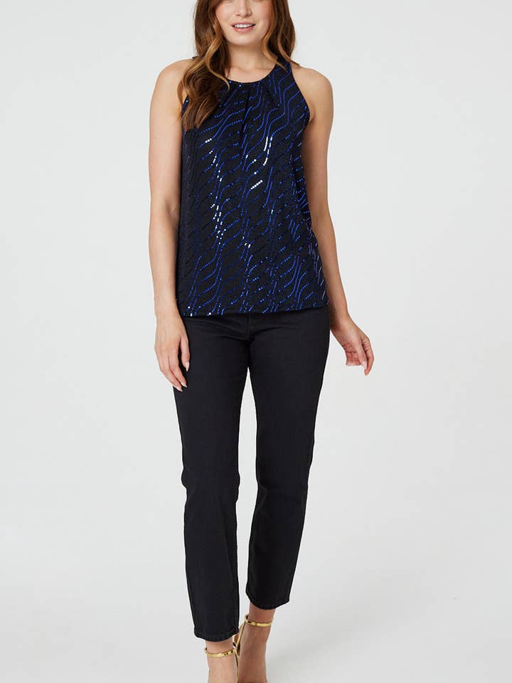 Metallisk ærmeløs vesttop for engroshandel hos Stellalondon