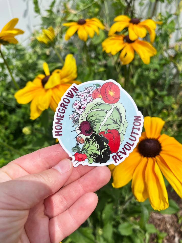 Homegrown Revolution: Gardening Sticker for wholesale by Fabulously Feminist