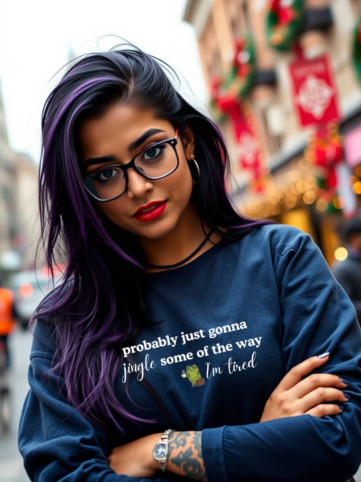 Solo voy a tintinear un poco en el camino. Estoy cansado - Suéter Unisex de Navidad con Cuello Redondo para venta al por mayor de Cherry Chic Designs