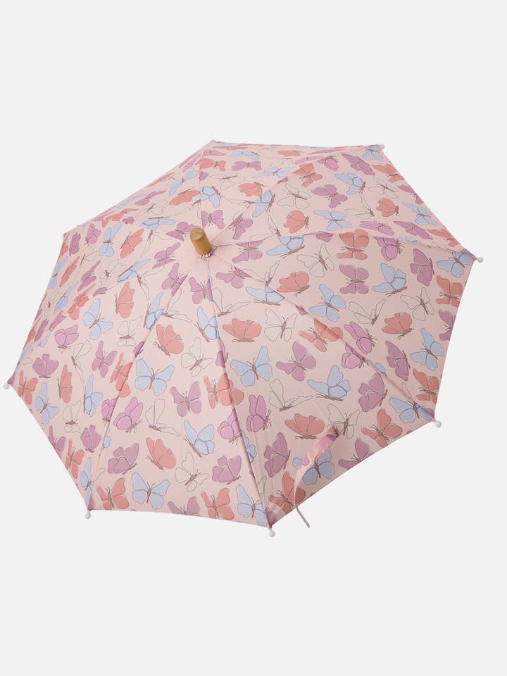 Ombrello con stampa di farfalle rosa per la vendita all'ingrosso da parte di Deux par Deux