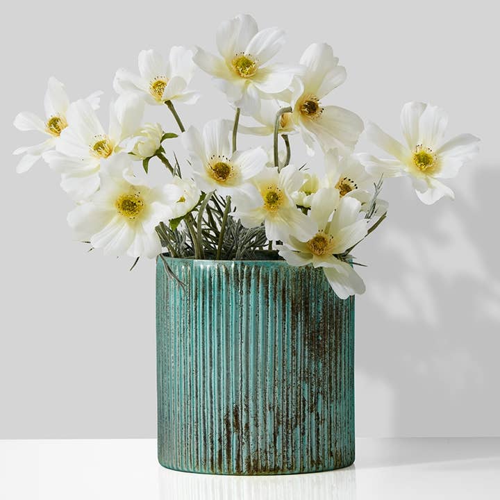 Jamali Garden - Wholesale Vase - 5in Verdigris Glass Cylinder Vase