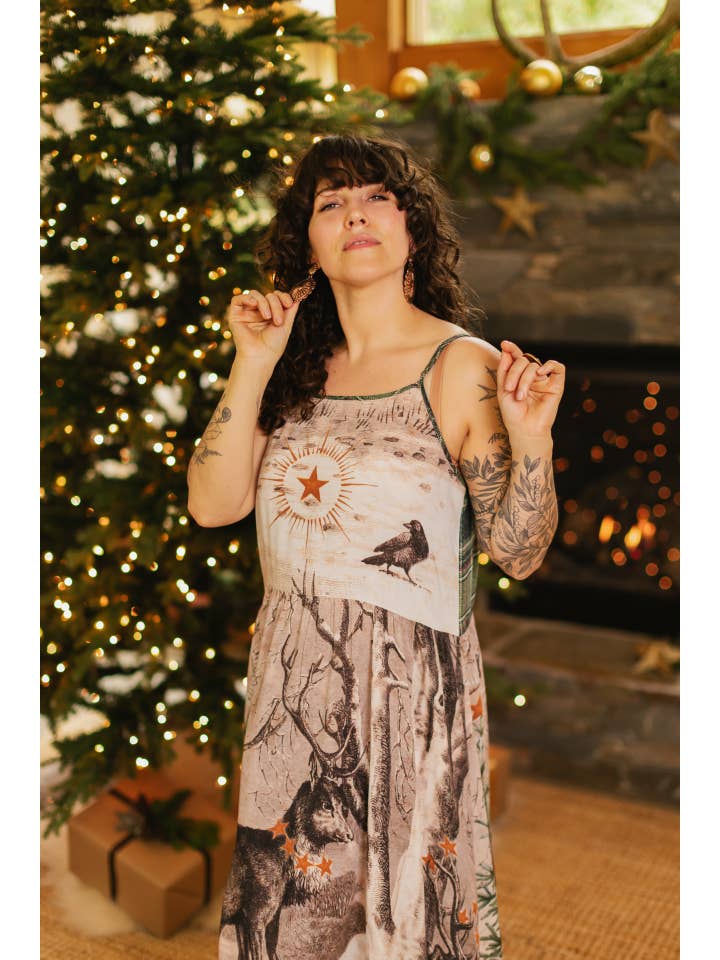 Market of Stars (USA) - Wholesale Dress - Women's - Winter Wish Bohéme Long Maxi Slip Dress w/ Christmas Deer14