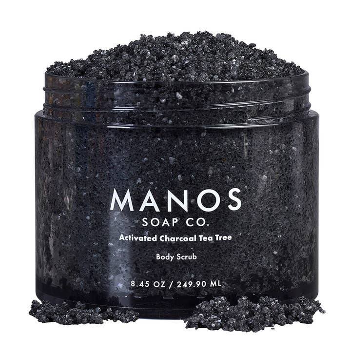 Activated Charcoal Tea Tree Body Scrub for wholesale by Manos Soap Co.
