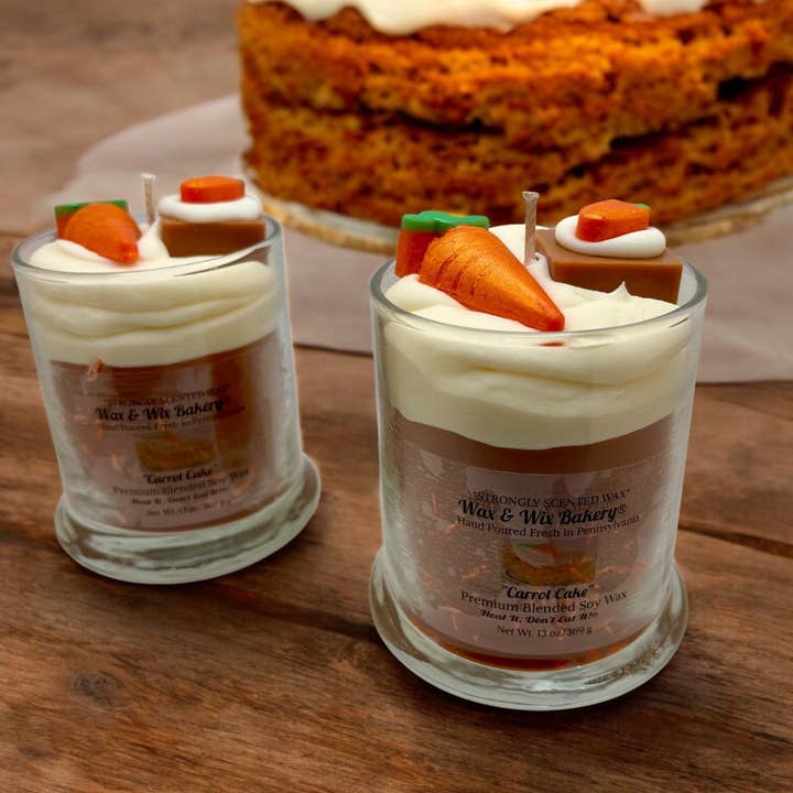 Wax and Wix BakeryÂŽ - Wholesale Jar/Filled Candle - Carrot Cake Candle. 13 oz. Large Soy Dessert Candle1