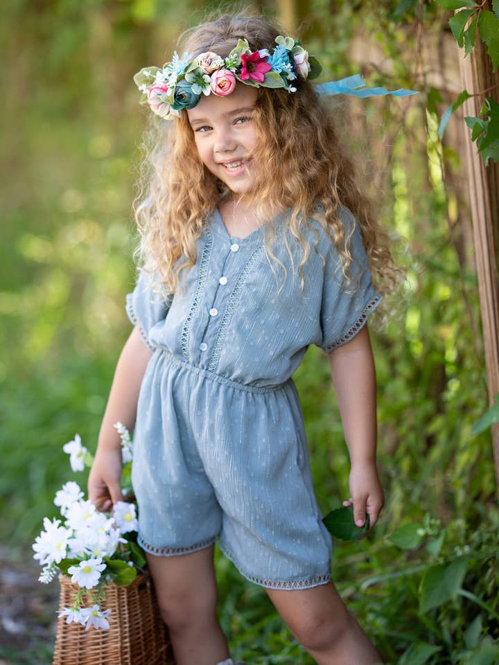Mia Belle Girls • Wholesale - Wholesale Romper - Kids - Graceful Beauty Short Sleeved Romper5