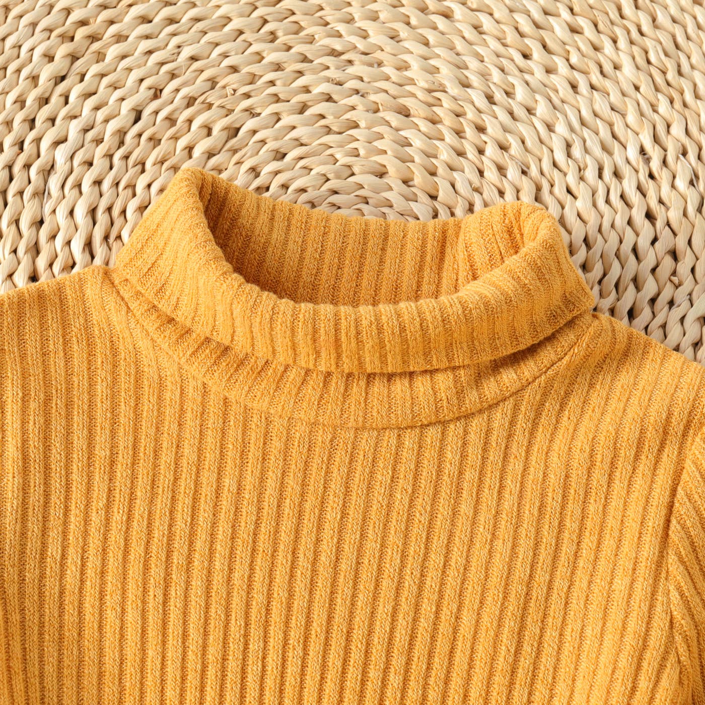 PatPat - Wholesale Dress - Kids - Toddler Girl Turtleneck Solid Color Ribbed Long-sleeve Dress13