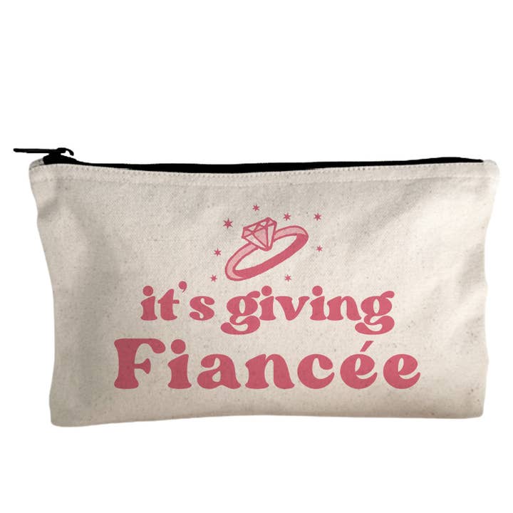 It's Giving Fiancée - Canvas Zipper Pouch - Engagement Gift for wholesale by Moonlight Makers