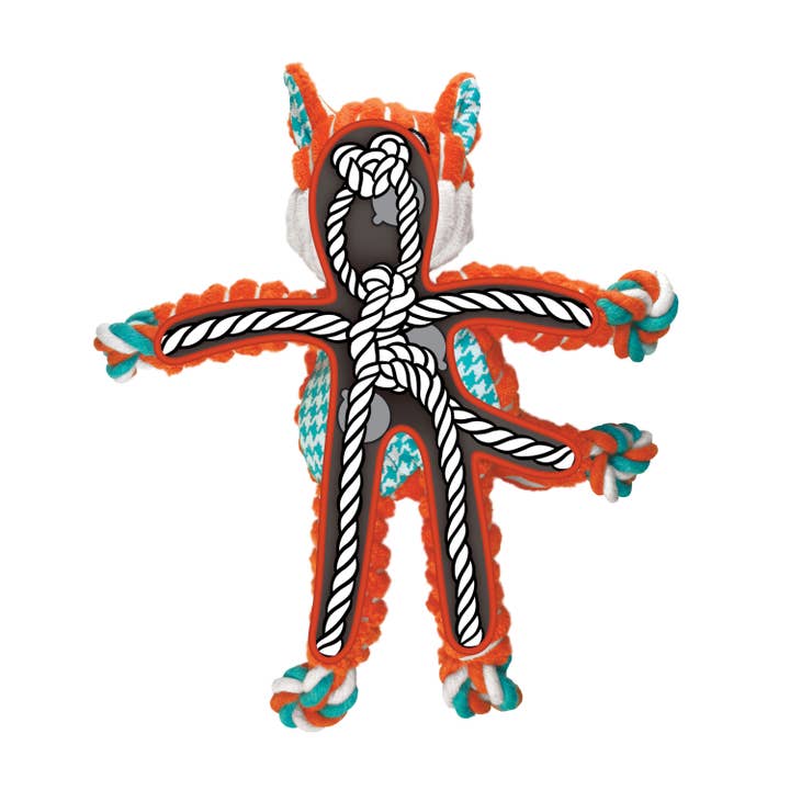 Pet Palette Distribution - Wholesale Pet Rope Toy - Dog - KONG® Floppy Knots Fox Dog Rope Toy Medium/Large