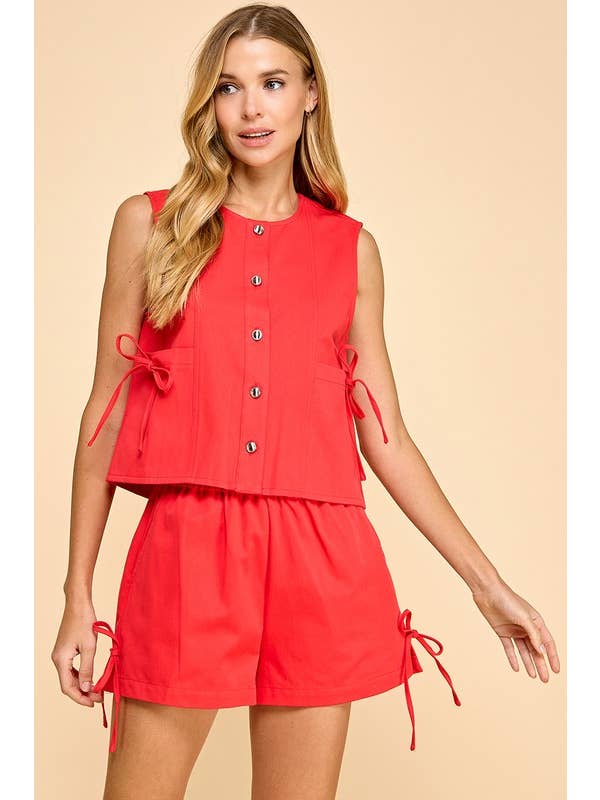 TCEC - Wholesale Button Down Shirt - Women's - CT9210-Sleeveless Denim Button Down Top6