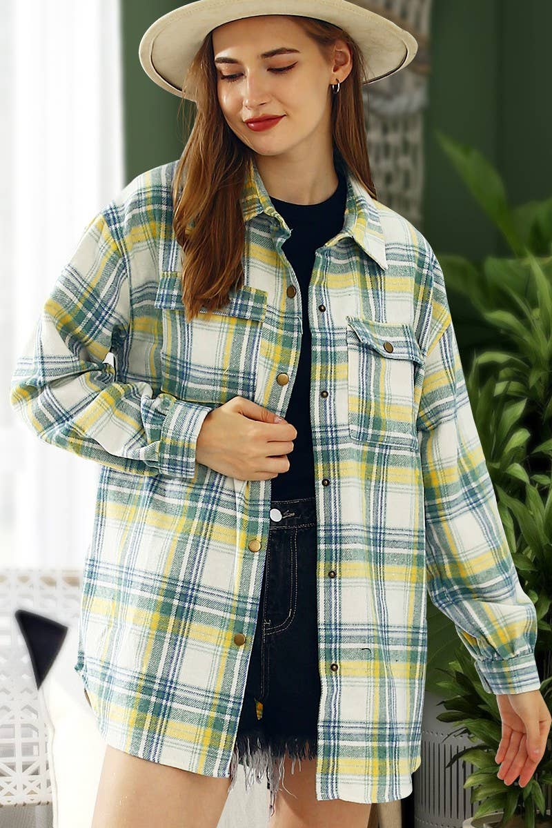 NINEXIS - Vente Veste-chemise – femme - CWOJA406_VESTE À CARREAUX EN FLANELLE SANS POCHE LATÉRALE24