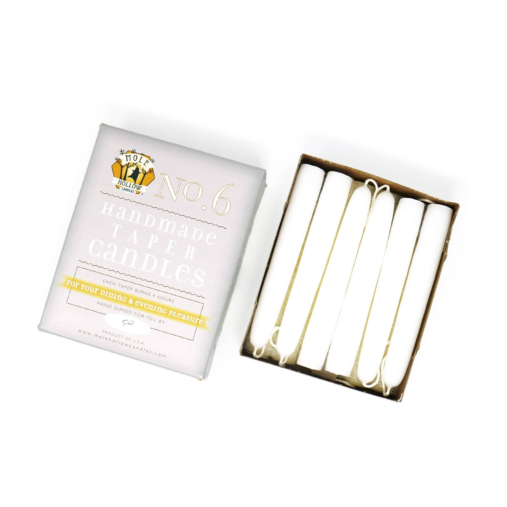 Mole Hollow Candles - Wholesale Tapered Candle/Candlestick - 6" Hand Dipped Unscented Taper Candles - 39 Colors USA Made0