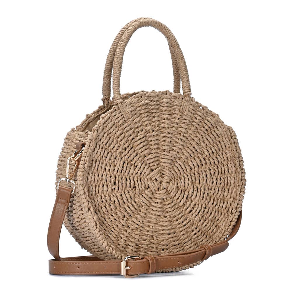 Sensibling Corp. - Venta al por mayor Bolso con asas - Mujer - Bolso bandolera redondo de paja con asa superior5